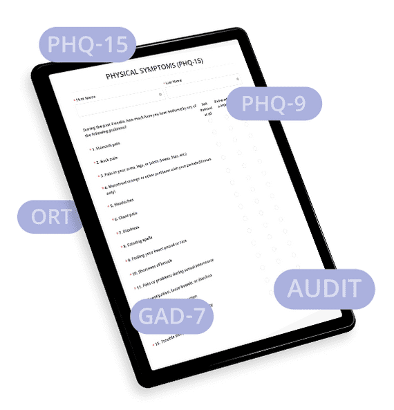 ipad with PHQ-15 Test